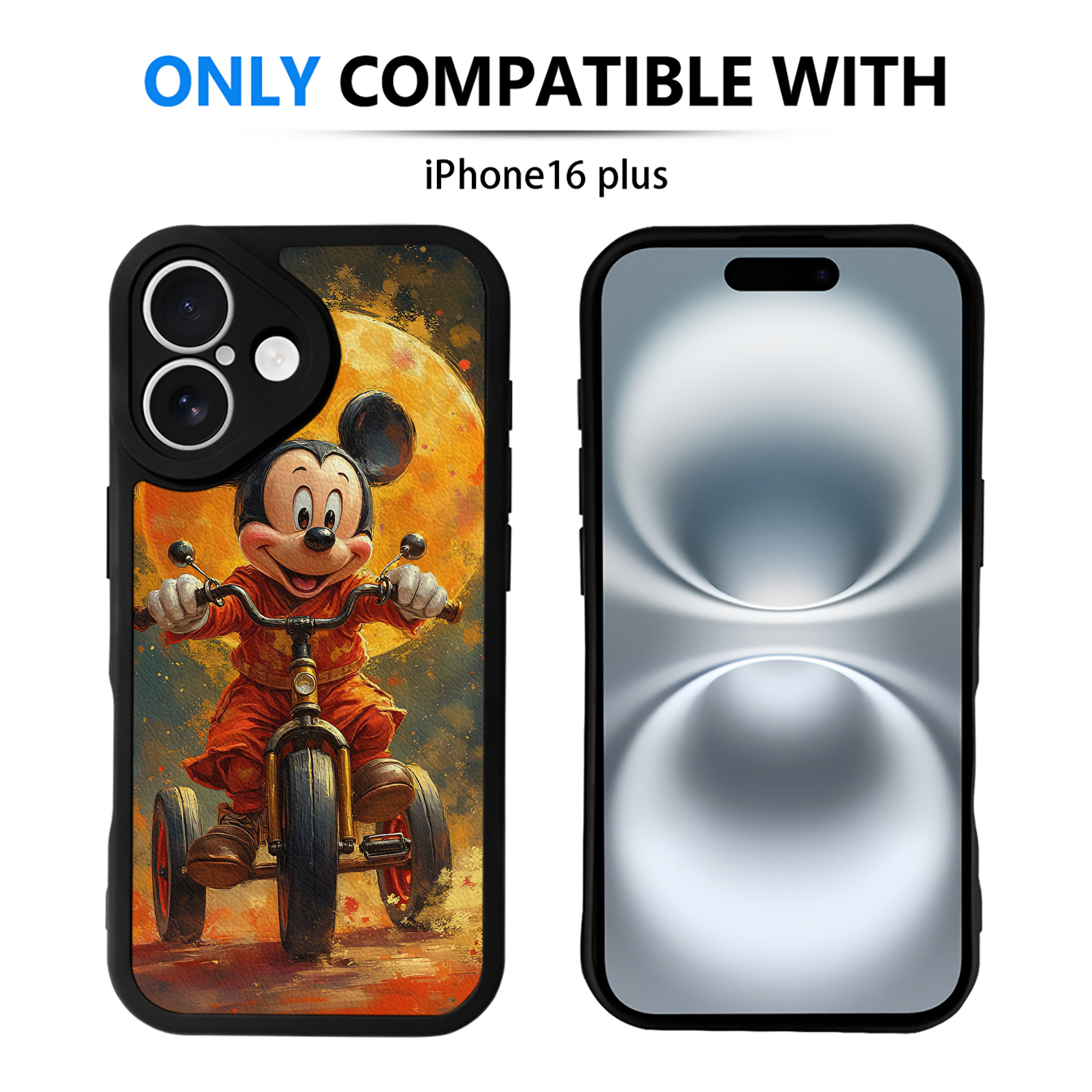 （画像用） ミッキーマウス Mickey Mouse 【iPhone 16シリーズ対応】シリコンスマホケース（レザー調） 材質：シリコン